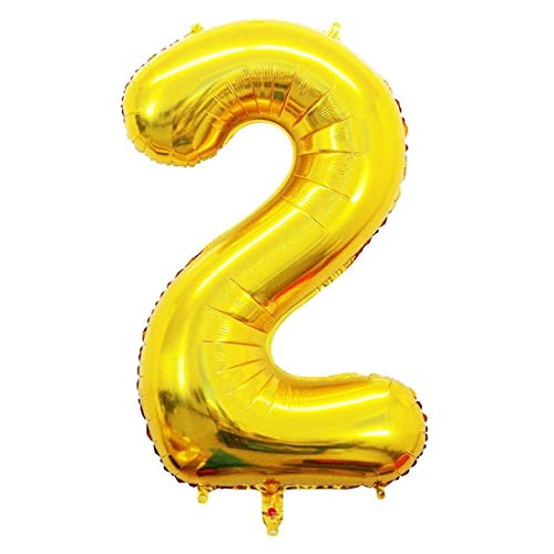 Image of Atpata Funky 2 Number Golden Foil Balloon 16 inch Size Birthday Decoration Items | Happy Birthday Decoration Kit | 2nd Year Birthday Party Anniversary Wedding Decorations