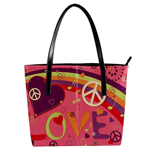 Sac arc-en-ciel de coeurs grand sac à main cabas idéal pour le shopping et les sorties en ville