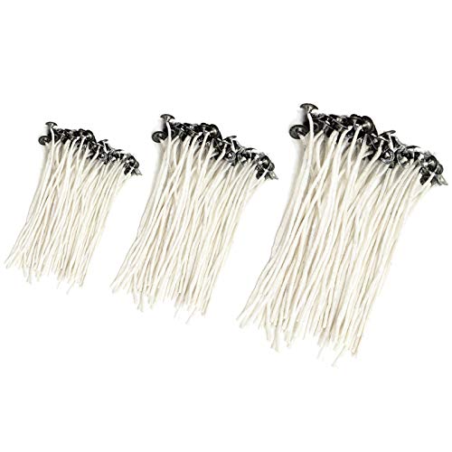 Image of Asian Hobby Crafts Candle Making Wicks 150 Pcs - Wax-Coated Cotton Wicks with Metal Bases, 3 inch, 5 inch, 7 inch (50 Each) - DIY Candle Kit for Soy, Paraffin, Gel, Pillar, Decorative & Handmade