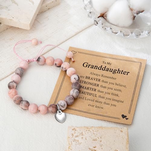 Natural Stone Heart Charm Bracelets Gifts for Teenage Teen Girls Daughter Granddaughter Niece Valentines Birthday Christmas Easter Gifts4