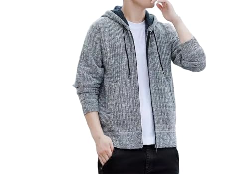 Men Sweatercoat Men Fleece Knitted Cardigan Mens Hooded Warm Casaul Knitting Coats Slim Zipper Sweater Jackets