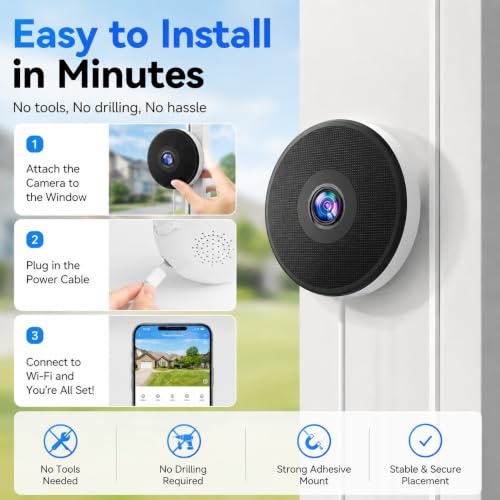 Image of DYPCO Window Camera, 2K Indoor Window Camera with 5G & 2.4G WiFi, Plug-in Window Camera for Home Security, Pet & Baby Monitor, Color Night Vision, Motion Detection, 2-Way Audio, App Control (White)