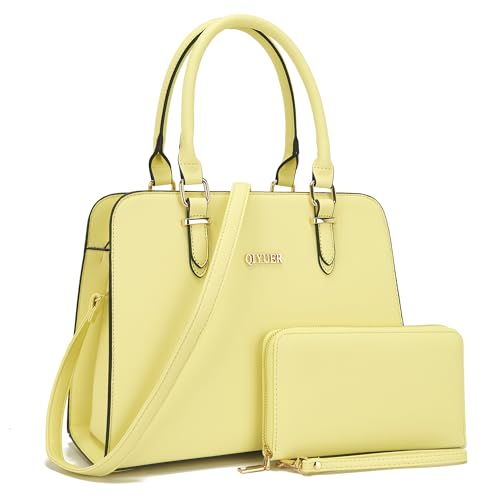Image of Qiyuer Satchel Purses For Women Handbag And Wallet Set Tote Bag | Premium Vegan Leather,Matching Wallet,RFID Blocking,Work,Casual