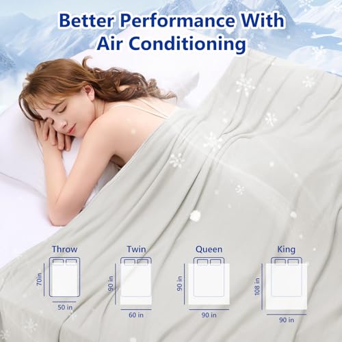 Image of TOPCEE Cooling Blanket(60 inchx90 inchTwin Size)for Night Sweats Absorbs Heat to Keep Adults, Children Cool on Warm Nights, Q-Max 0.5 Cooling blankets for Hot Sleepers, Ultra-Cool Lightweight Blanket for Bed