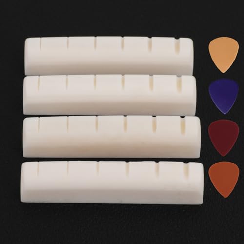 4 Pcs Bone Acoustic Guitar Nuts Pre-Slotted