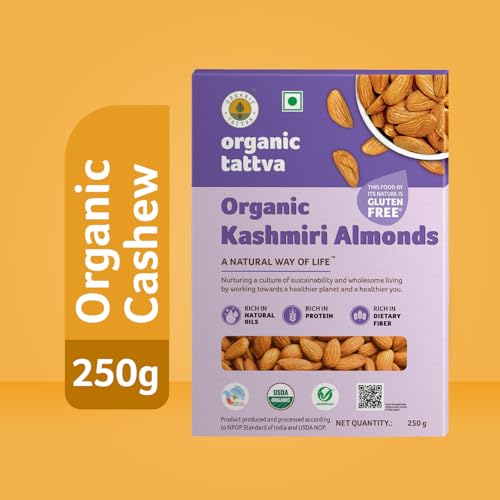 Image of ORGANIC TATTVA Organic Kashmiri Mamra Raw Almonds /Badams 250Gram (Pack Of 3)