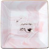 Fullrain Marble Ceramic Jewelry Ring Dish Tray -Best Grandma Ever，Funny Birthday Mother's Day Gift