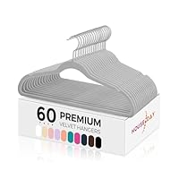 HOUSE DAY Black Velvet Hangers 60 Pack-Premium Clothes Hangers Non-Slip Felt heavy Duty Coathanger, Durable Suit Hanger for Space Saving, No Hanger Marks 360 Rotating