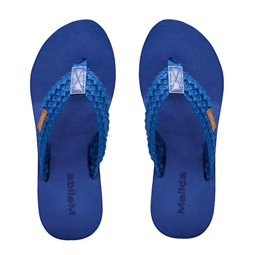 Image of MALIDA Womens Wedge Arch Support Flip Flops Cushion Soft Rubber Midsole Platform Thong Sandals with Rubber Sole