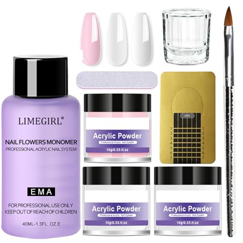 RoseFlower Polvos Acrílicos para Uñas set Colección - Kit de polvo y líquido para inmersión de uñas para principiantes con polvo acrílico de 6 colores - Salón de uñas en casa #3