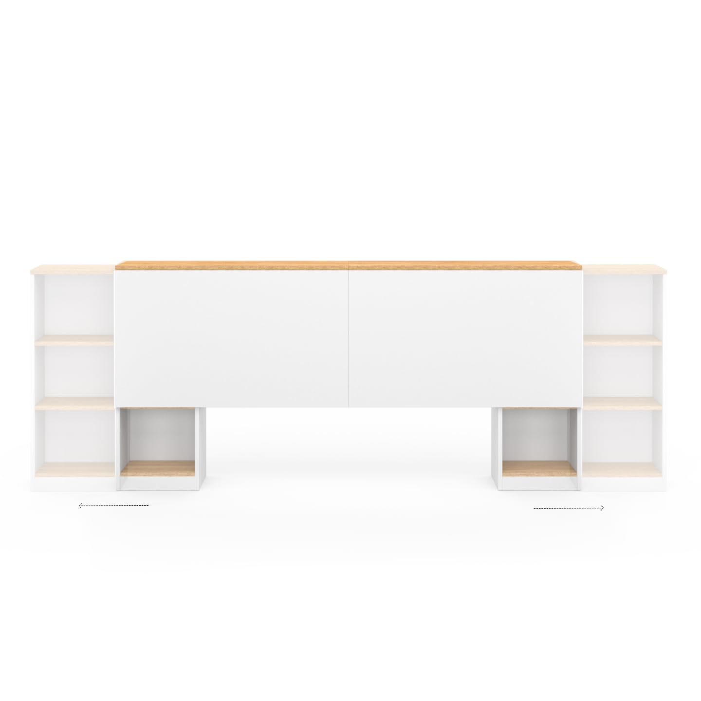 IDMarket - Cabecero extensible CATBA con almacenamiento deslizante para camas de 140 y 160 CM de madera y blancas