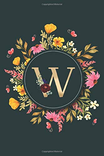 Letter W Notebook: Initial Monogram Letter W Journal - Pretty Personalized Lined Notebook For Kids, Girls, Women. ruled notebook Size 6 x 9 inches - 120 Pages