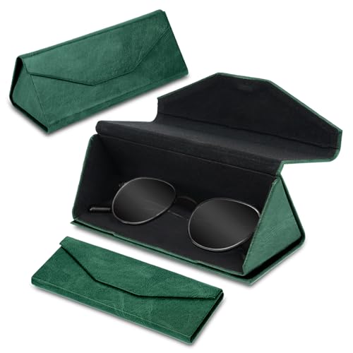 Étui magnétique pliable en cuir rigide pour lunettes de soleil compact