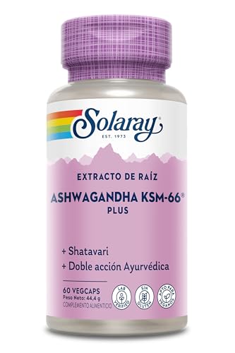Solaray | KSM 66 Ashwagandha | 60 Vegcaps | sin gluten | Apto para veganos