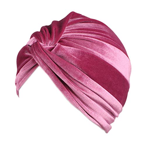 Surkat Velvet Pleated Twist Turban Headwrap Stretch Indian Hair Loss Hat Beanie For Women #TOP12