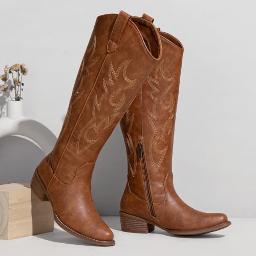 Jeossy Women's Knee-High Western Cowboy Boots w/ Side Zipper (Sizes 6-11, Various Colors) - image 8