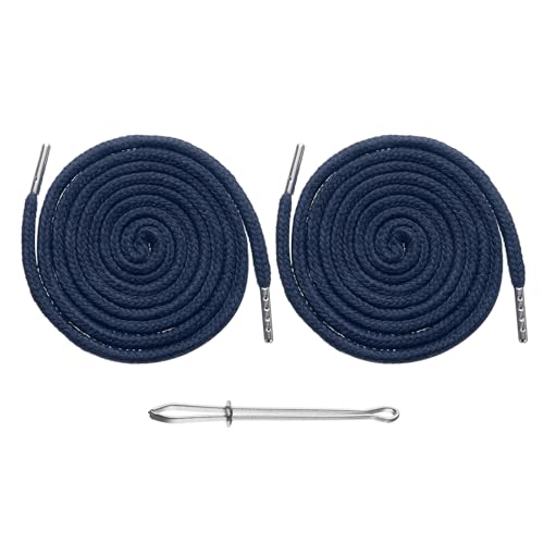uxcell 2pcs Drawstring Cords 51' Replacement Drawstring Hoodie String Sewing Tool with Easy Threader for Hoodie Sweatpants Jackets Pants Hats Coats Bags, Navy Blue