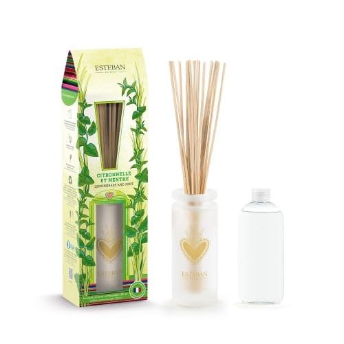 Diffuseur de parfum Esteban Citronnelle Menthe Sauvage bâtonnets rechargeables