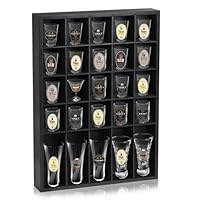 DARCKLE Rustic Wood Shot Glasses Display Case