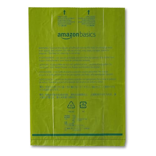Image of Amazon Basics Premium Leak Proof Dog Poop Bags with Dispenser and Leash Clip, Cucumber Scented, 13 inch x 9 inch, 540 Count (36 Rolls of 15)