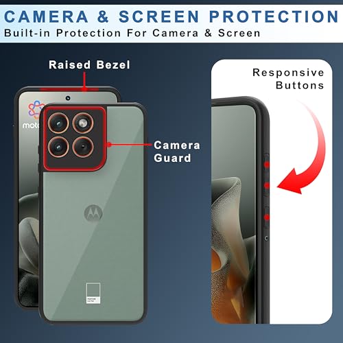 Image of CEDO Backcover for Motorola Moto Edge 70 (5G) | Camera Protection Bump Shockproof Edge | Ultra Hybrid Transparent Acrylic Clear TPU+PC Hard Backcase Cover (Black)