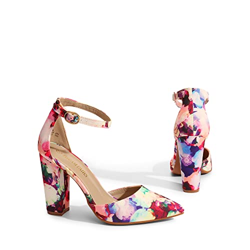 DREAM PAIRS Women's Coco High Heels Chunky Pumps,Floral,6.5 - image 7