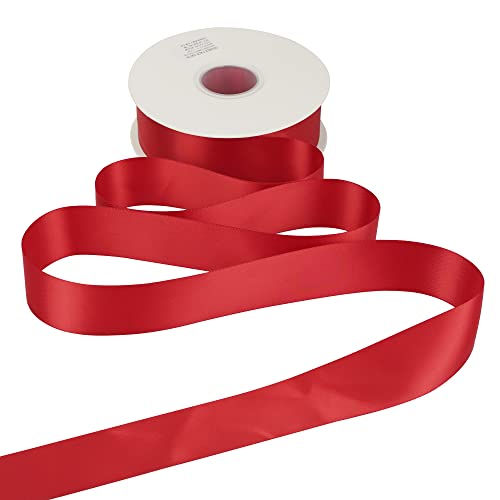 Huihuang Red Ribbon 1-1/2 Inch Satin Ribbon, Red Double Faced Satin Ribbon For Christmas Gift Wrapping For Bows Making Floral Bouquet Wedding Christmas Decor Party Favor And Craft Supplies-50 Yards #TOP3