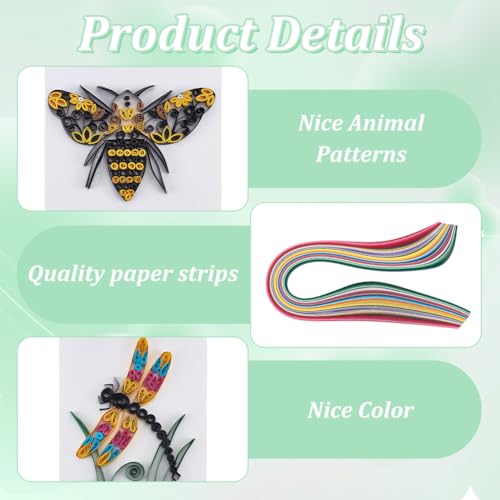 WEBEEDY 20 conjuntos de kit de quilling de papel para adultos, faça você mesmo, temas de animais, ki