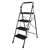 LiGuVCY 4 Step Ladder, with Anti-Slip Rubber Feet and Wide Plastic Pedal，Portable Step Stools for H