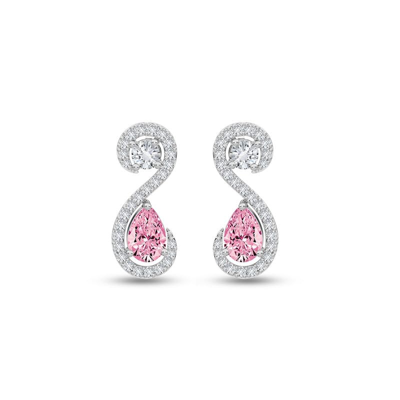 Image of CLARA 925 Sterling Silver Stud Earrings | Platinum Plated | Daily Wear |Gift for Women and Girls