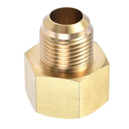 Image of YOKIVE Pipe Fitting, Brass Tube Adapter Connector, Great for Hydraulic Applications (1 /2 SAE Flare Male & 5 /8 SAE Female)