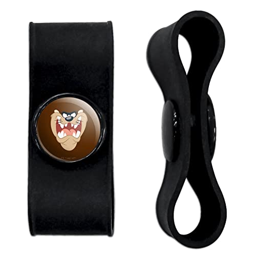 GRAPHICS & MORE Looney Tunes Taz Face Headphone Earbud Cord Wrap - Charging Cable Manager - Wire Organizer Set of 2 - Black