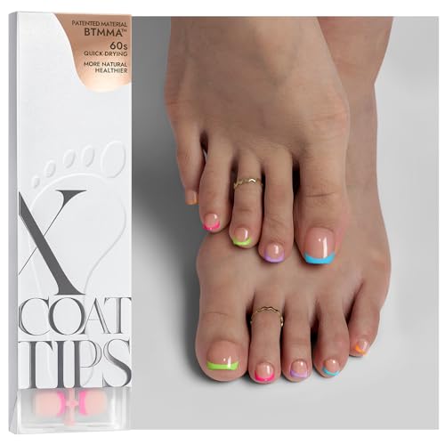 BTArtboxnails XCOATTIPS Toe Nail Tips - Short, Brighter Pastel Fr...