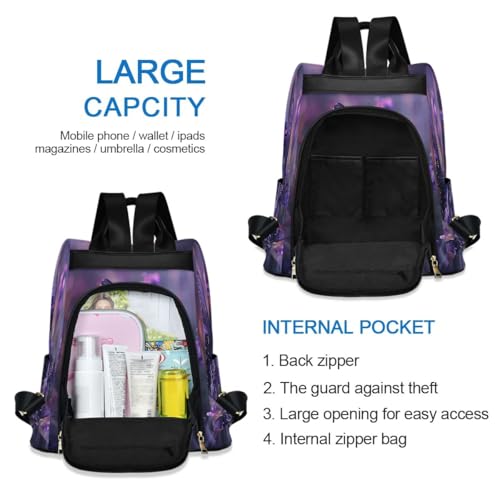 Image of SUABO Butterfly Purple Flower5 Women Backpack Purse Anti-theft Casual Shoulder Bag Fashion Ladies Bags