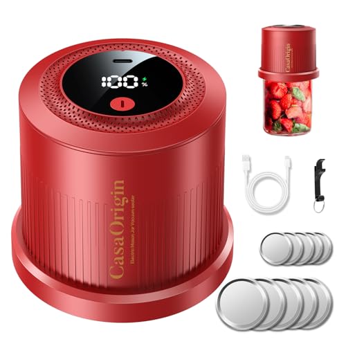 Electric Mason Jar Vacuum Sealer Kit with 10 Canner lids and Can Opener for Regular and Wide Mouth Jars