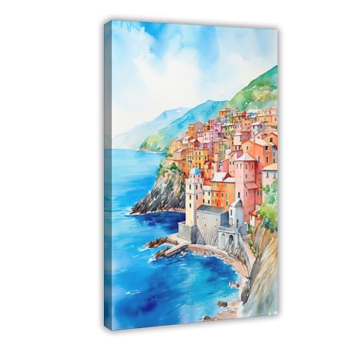 Art peinture toile Manarola pour decoration de chambre et ambiance de bureau elegant