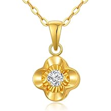 18k Solid Gold Necklace for Women, Real Gold Pendant, Anniversary Jewelry Gifts for Wife, Girlfriend, Present for Her, 18"