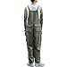 Rexcyril Men's Bib Overalls Baggy Loose Fit Workwear Sloppy Dungarees Lightweight Work Coveralls with Cargo Pockets, Army Green, 34