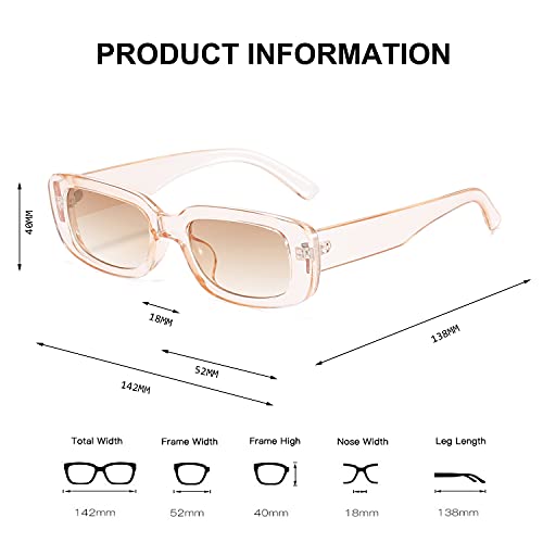 Image of BUTABY Rectangle Sunglasses for Women Retro Driving Glasses 90's Vintage Fashion Narrow Square Frame UV400 Protection