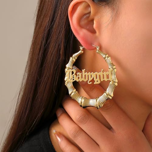 2 Pcs Gold Bamboo Hoop Earrings for Women – 80s 90s Style Door Knocker Hoops, Small to Large Sizes, Heart Shape, Ghetto Hip Hop Bamboo Gold Earrings, Trendy Accessories Jewelry Gifts2