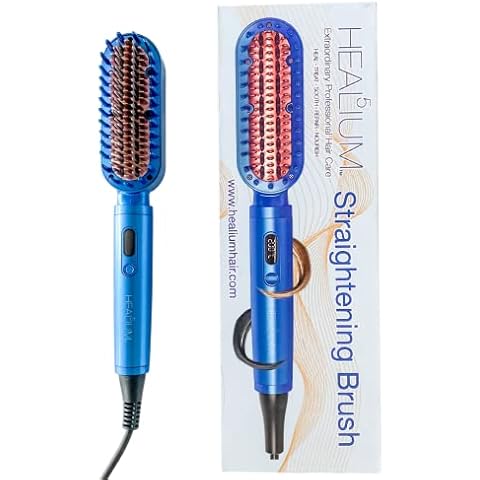 Hair Straightener Comb, Healium Hair Hair Straightener Brush Straightening Comb for Women with Multi Temp Fast Heating Cover