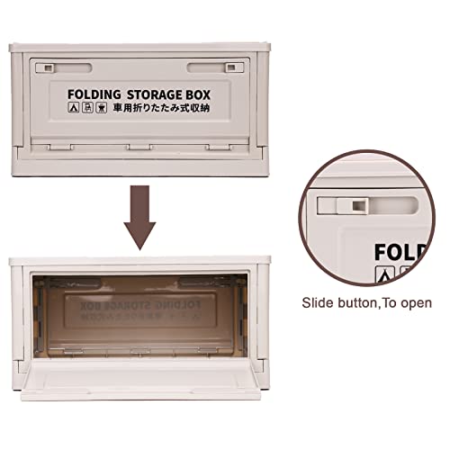 Outdoor Collapsible Plastic Storage Bins Box with Lids, Stackable Foldable Camping Box with Imitation Wooden Lid, Portable Tray Table, Two Opening Ways - Image 6