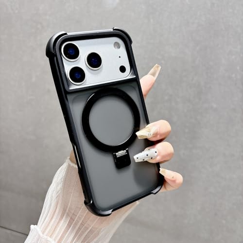 Coque iPhone 17 Pro Max magnétique grand anneau antichoc silicone noir