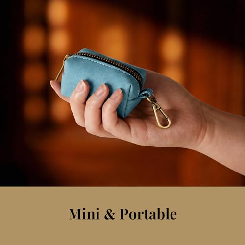 Image of Didog PU Leather Dog Poop Bag Holder, Easy-Pull with Metal Clip, Denim Blue