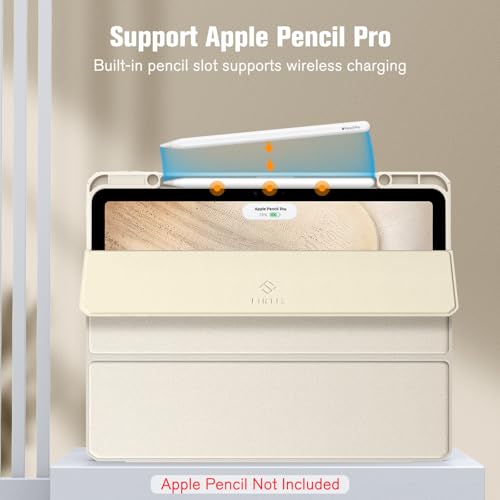 Image of Fintie Hybrid Slim Case for iPad Air 13-inch (M2) 2024, [Built-in Pencil Holder] Shockproof Cover with Clear Transparent Back Shell (Starlight)