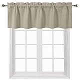 DWCN Blackout Valance for Windows Rod Pocket Window Valance Curtains for Kitchen Bathroom 60 x 18 inch Long,1 Panel, Taupe