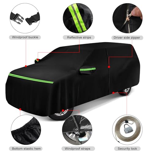 Image of Waterproof Cover for Truck with Rear Topper, Replace for Ford F-Series,Chevy Silverado, Dodge Ram,CrewCab 5.5 ft, Heavy Duty Truck Cover with Door Zipper for Snow Rain Dust Protection (235 inch)