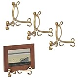 mDesign Decorative Metal Easel Holders for Cookbooks, China Plates, Diplomas Framed Photographs - Set of 4, Small, Aged Brass