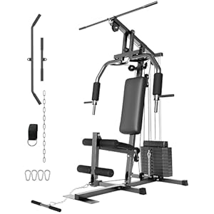 Home Gym Machine, Full Body Workout Machine with 150LBS Weight Stack, Multifunctional All in One Exercise Equipment Station with Preacher Curl Pad, Leg Developer for Strength Training