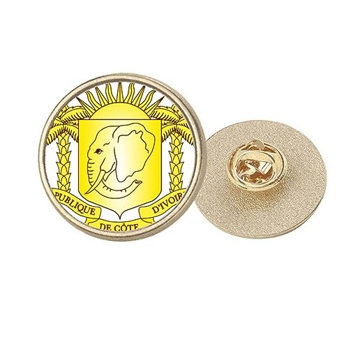 Broche Côte d'Ivoire ronde dorée pour sublimer vos tenues de fête